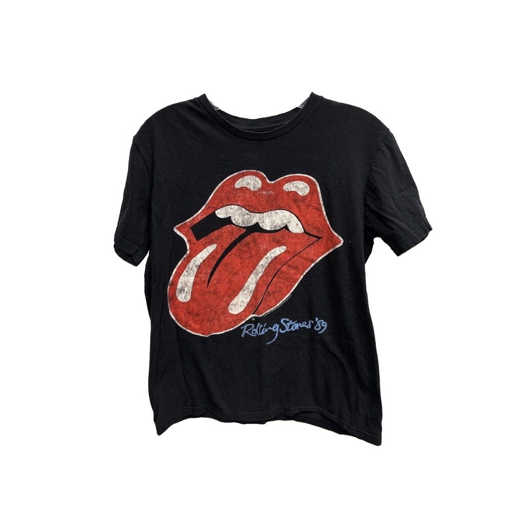 The Rolling Stones ‘89 Graphic Logo T-Shirt Black Cotton Short Sleeve S